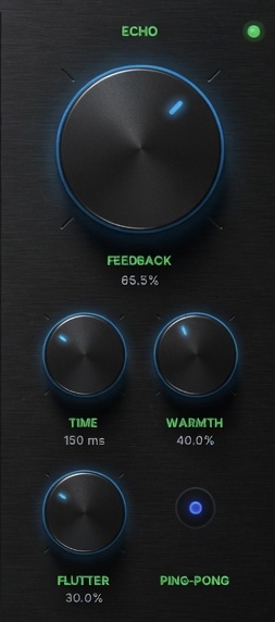 Audio Environments Echo engine — tape echo with LFO flutter, warmth filter, and ping-pong routing