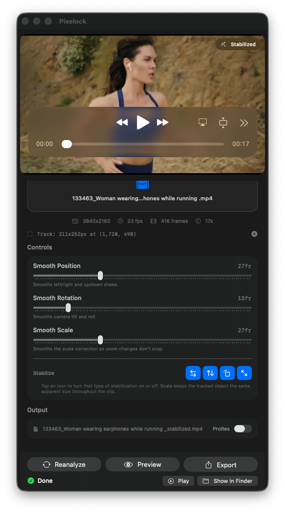 Export as H.264 or Apple ProRes