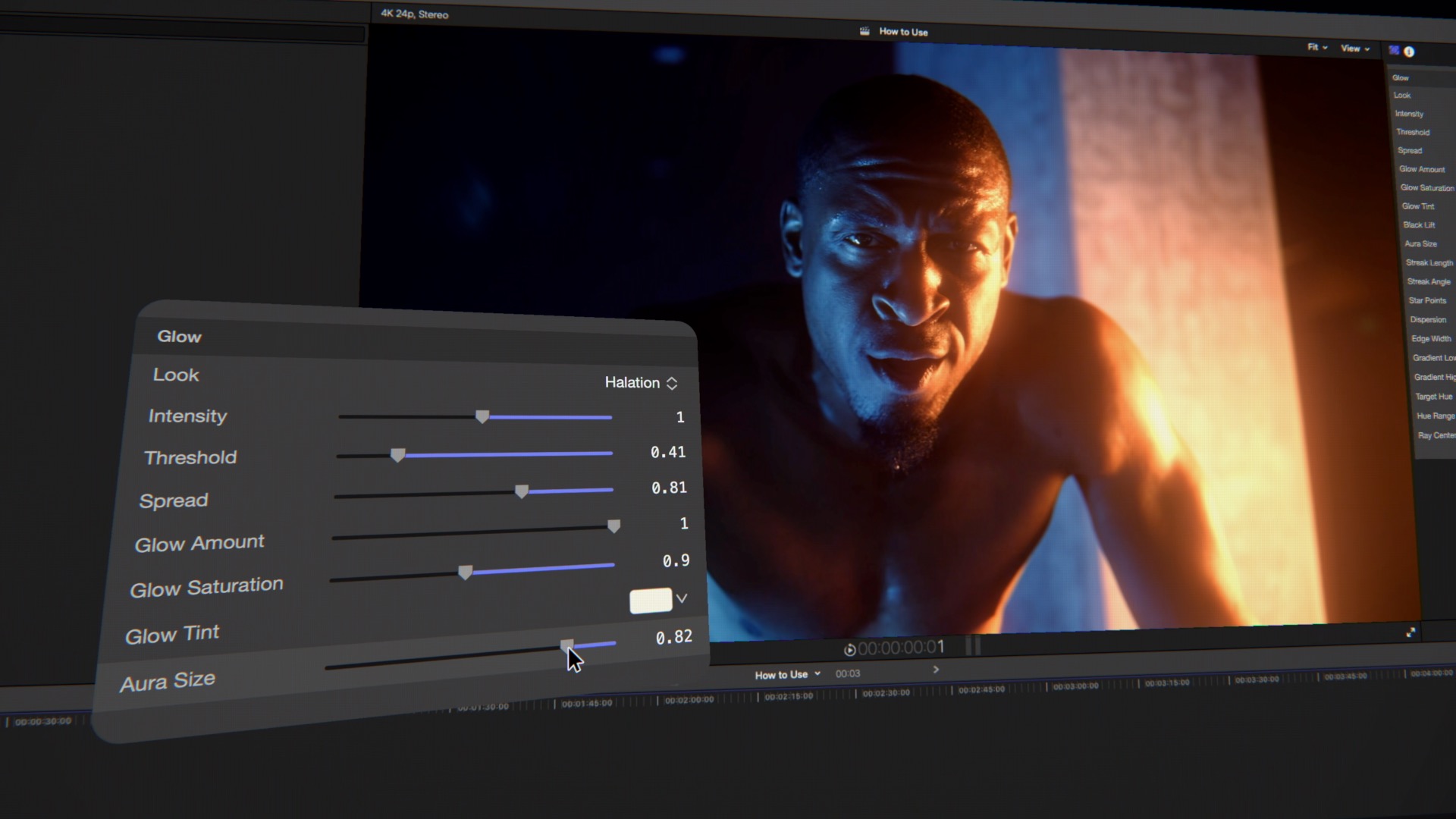 Glow Lab — all 18 looks in the Final Cut Pro inspector
